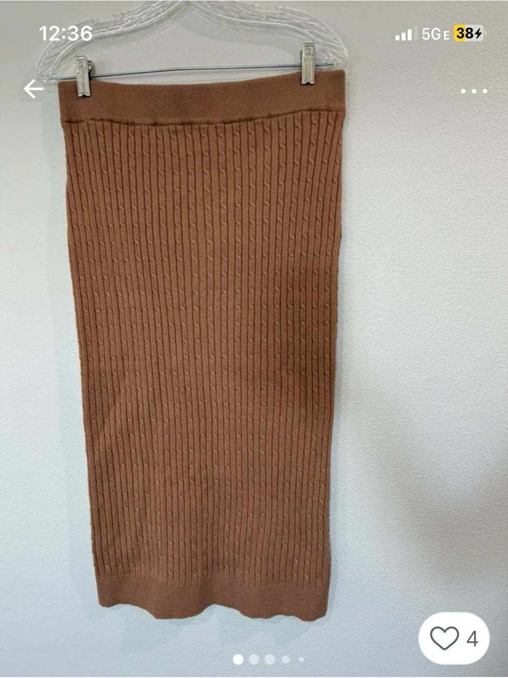 NWT Anne Klein Cable Knit Pencil Skirt Camel Tan Medium M Sweater Midi